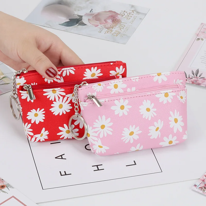 

Fashion Print Flower Coin Purse Women Mini Wallets Clutch Money Bags Female Pouch Key Card Holder Zipper Change Purse Wallet