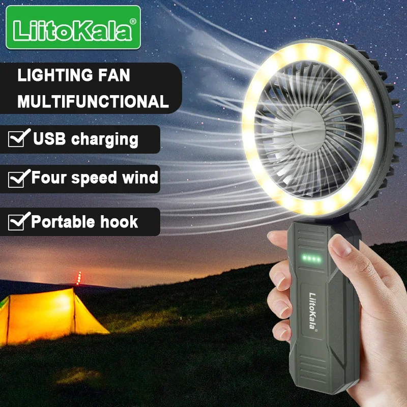 Фото LiitoKala LF-FL01 Многофункциональный светодиодный ручной вентилятор 18650 Встроенный аккумулятор 4000 мАч Пульт дистанционного управления 20 Вт Атмосфера с ветровой питанием №2
