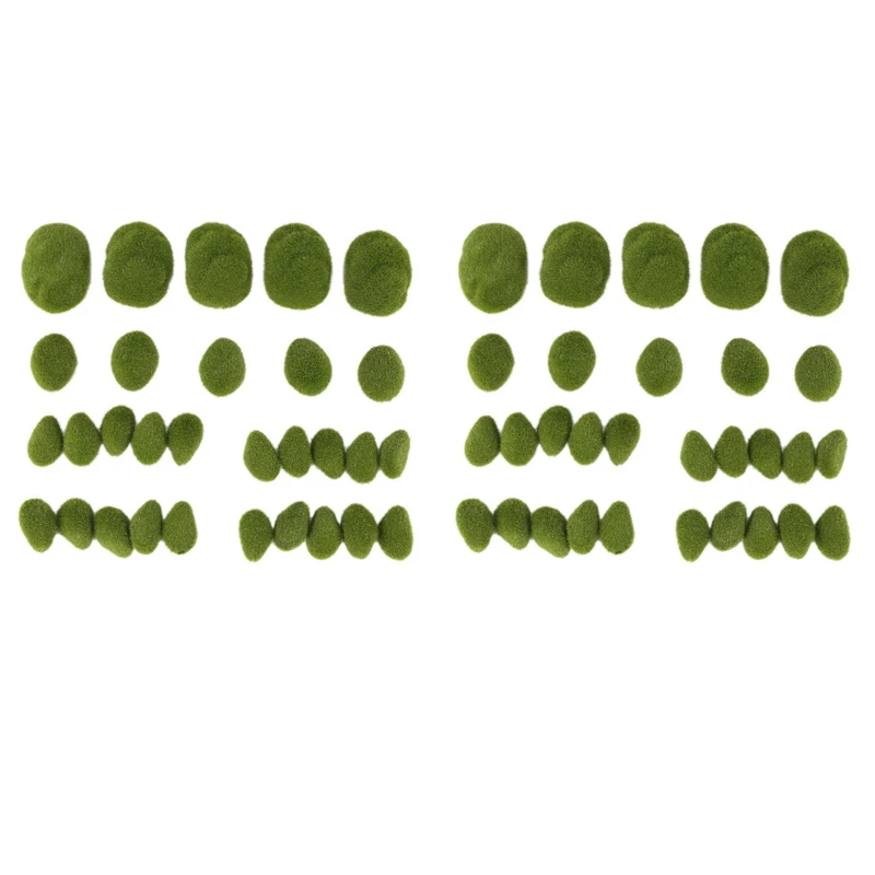 

60PCS 3 Size Artificial Moss Rocks Decorative, Green Moss Balls,For Floral Arrangements Gardens And Crafting