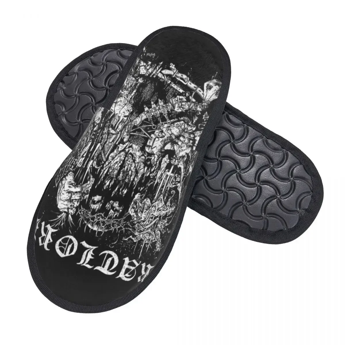 이wana Darkthrone Bathory Guest Slippers for Hotel Women Custom Print Norwegian Black Band House Slipper