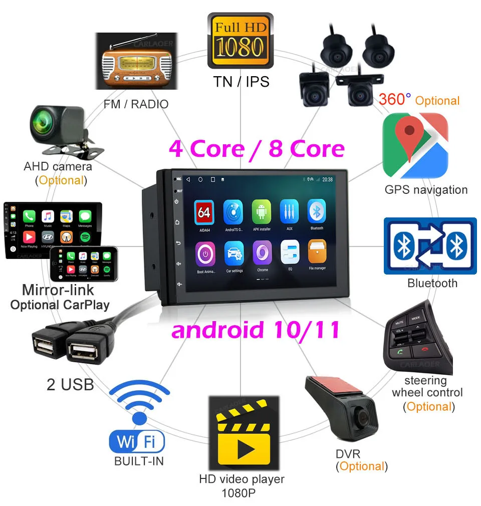

Android 10 Car Multimedia Video Player Radio Universal 7in Auto Carplay Stereo GPS For Volkswagen Nissan Hyundai Kia Toyota