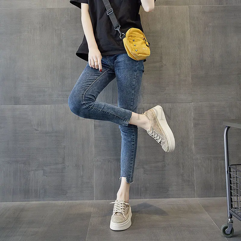 Ladies Lace Mesh Casual Shoes Autumn Fashion Thick Sole Women's Sneakers New Comfortable Color-blocking Female Vulcanized Shoe