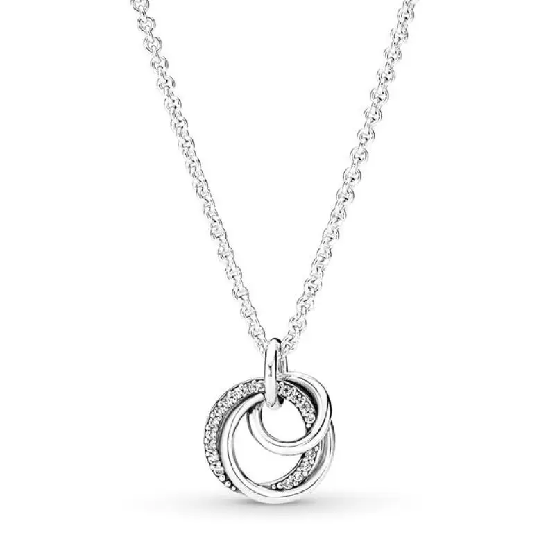

Authentic 925 Sterling Silver Family Always Encircled Pendant Necklace For Women Bead Charm Diy Fashion Jewelry