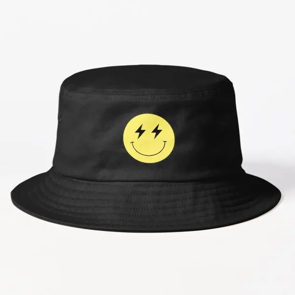 

Yellow And Black Smiley Lightning Bolt F Bucket Hat Caps Boys Fashion Fish Spring Hip Hop Black Sport Mens Outdoor