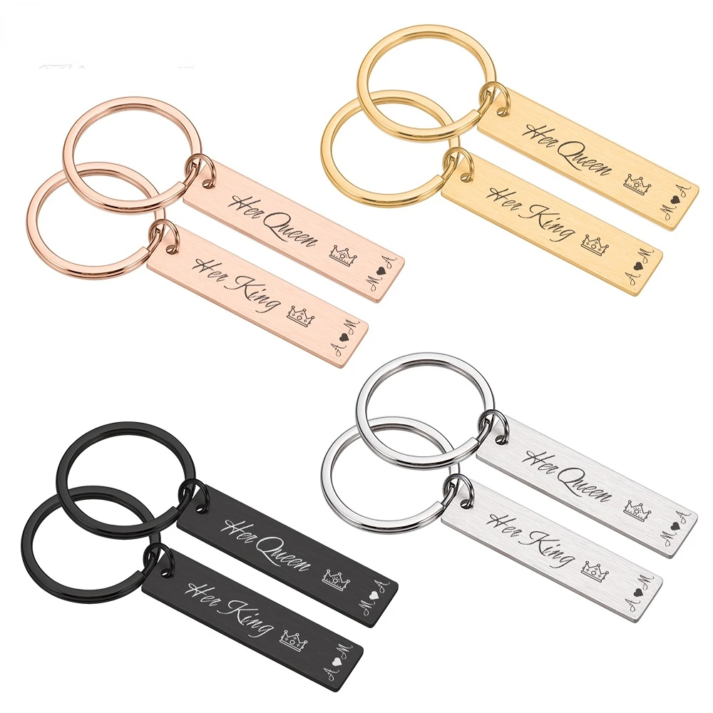 

New 2 Valentine's Day Gift Couple Keychain Custom Initials Couple Anniversary Love Gift for Her Loved One Jewelry Accessories