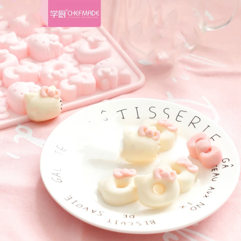 Pink Chocolate Mold Ice Tray Jelly Pudding Cake Cat Full Set of 3d Silicone Baking Accessories Tools |