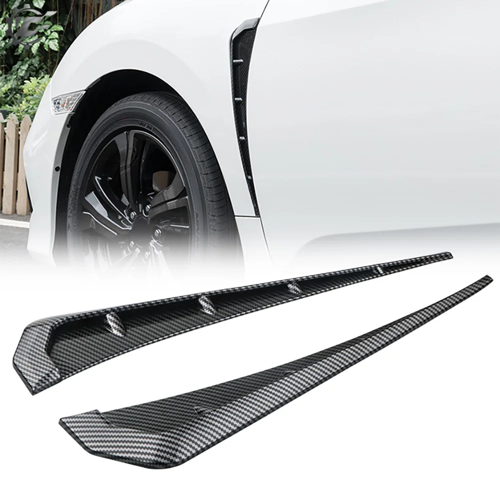 

1 Pair Car Leaf Plate Simulation Outlet Vent Carbon Fiber Decor Side Air Flow Sticker 41x9.5cm