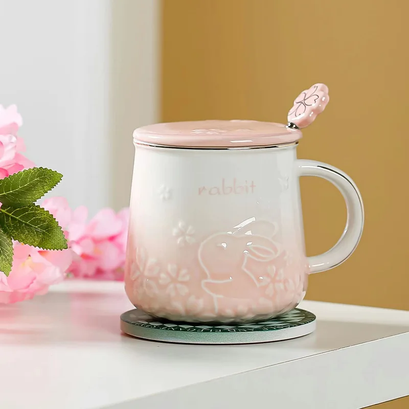 

Luxury Cherry Blossom High Beauty Mug with Hand Gift Office Cup Lovers Coffee Cup Breakfast Milk Cup Coffee Cup Ceramic Mug