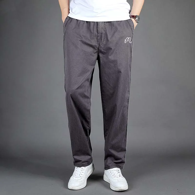 Men's Wear For Men Malbon Golf Summer Thin Solid Color Cotton Sweatpants Streetwear Loose Overall Straight Pants Work Clothes