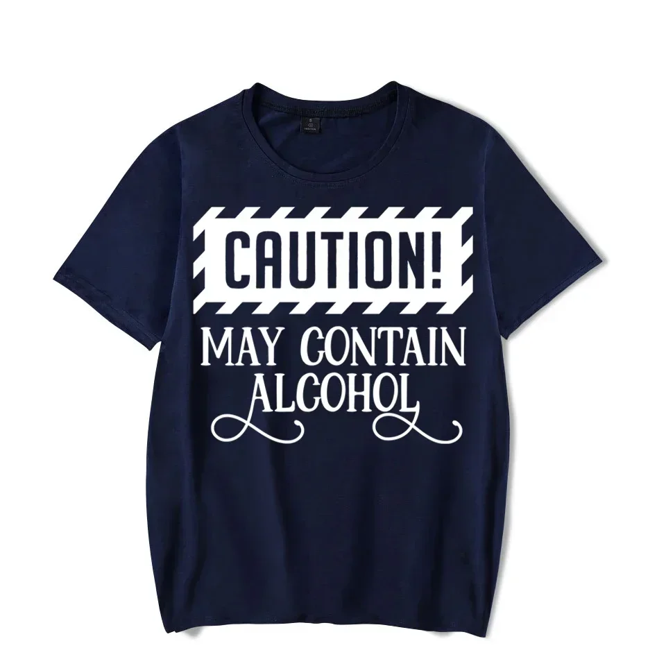 Футболка с надписью Caution May содержит алкоголь забавная Женская одежда для