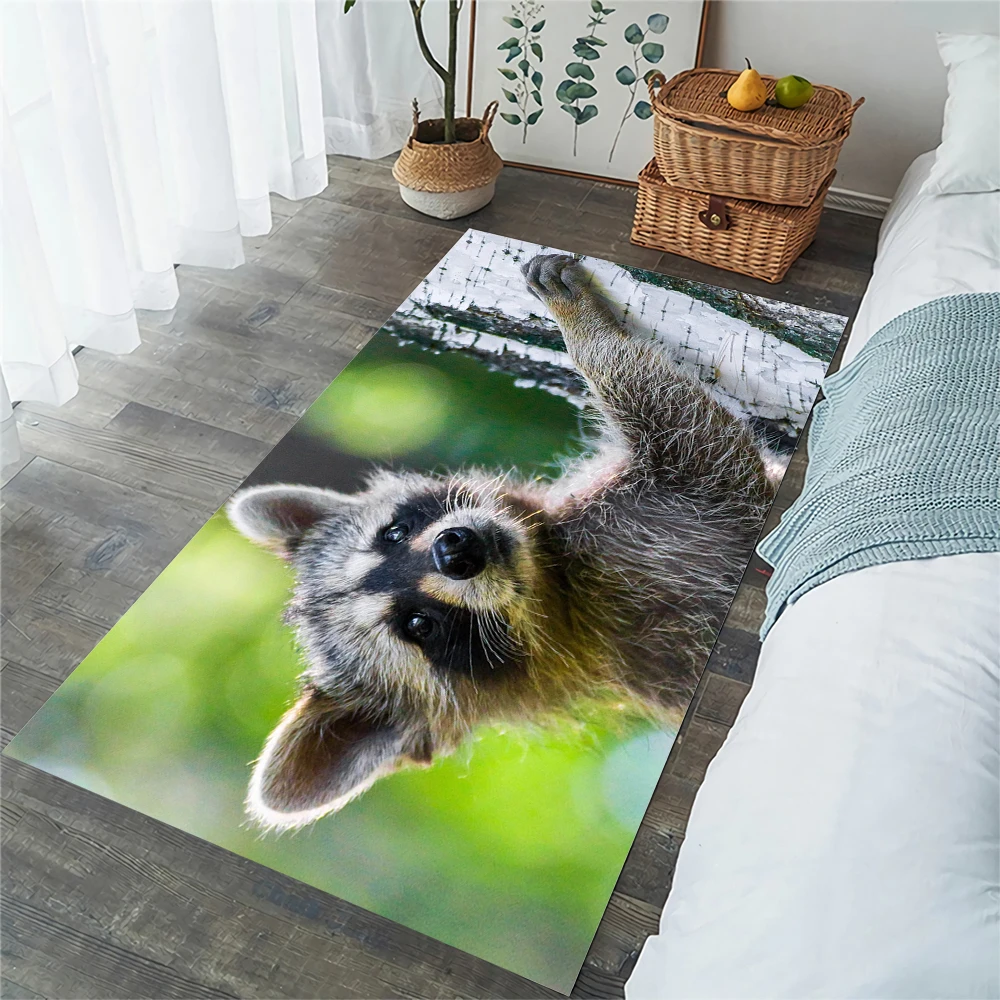 

CLOOCL Funny Raccoon Rugs Animals Carpets for Bed Room Living Area Rug Flannel Soft Anti Slip Kitchen Mat Home Deco Dropshipping