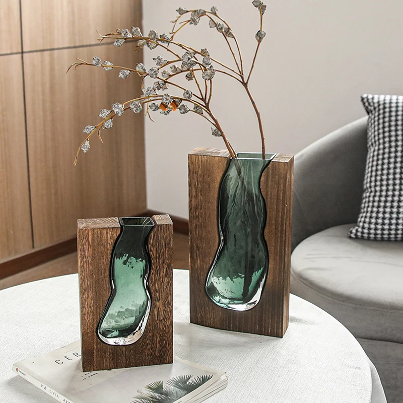 

New Chinese Style Vase Creative Glass Decoration Living Room Flower Arrangement Light Luxury Hydroponic Flowers Home Decore