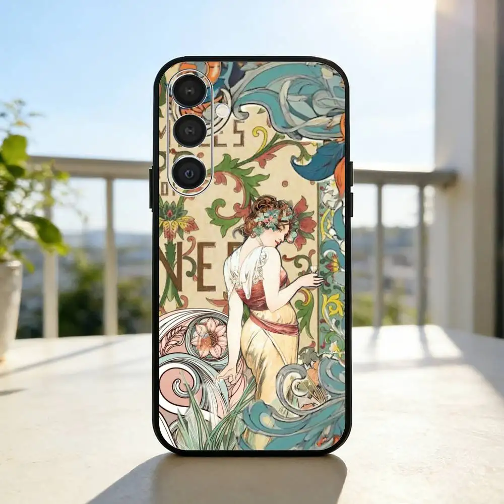 Фото Чехол для телефона ART A-Alphonse M-Mucha для Samsung A73,72,71,53,52,51,22,91,80, мягкий черный чехол №5