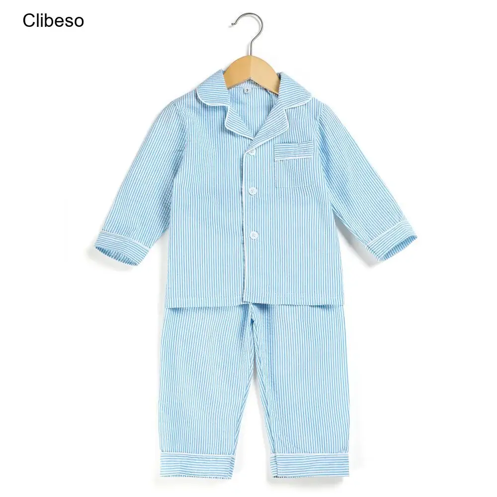 

Осенняя детская пижама Clibeso 2023 года, комплект из 2 предметов для младенцев, сестер и братьев, подходящая Ночная одежда, Детская домашняя одежда с полосатым принтом