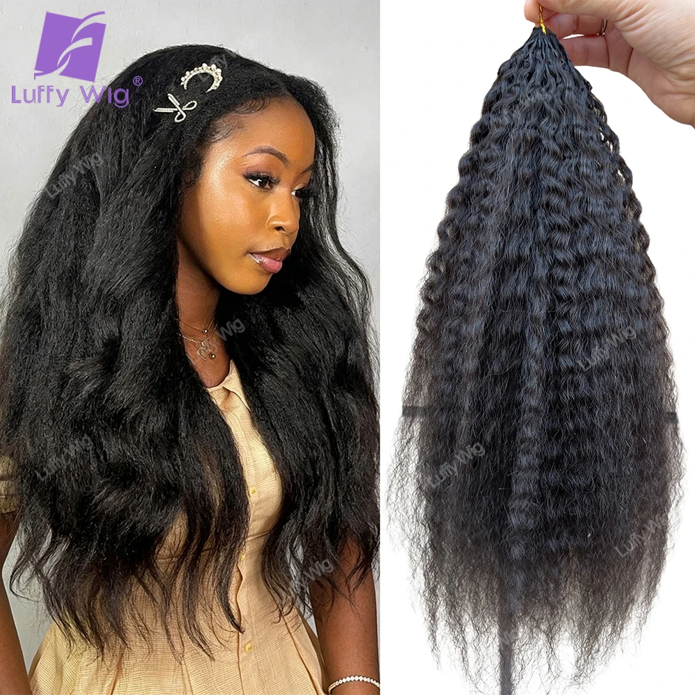 Фото Натуральные волосы Yaki Kinky Straight для женщин, легкие, для плетения крючком, с технологией Miracle Knots, в пучках, для наращивания №1