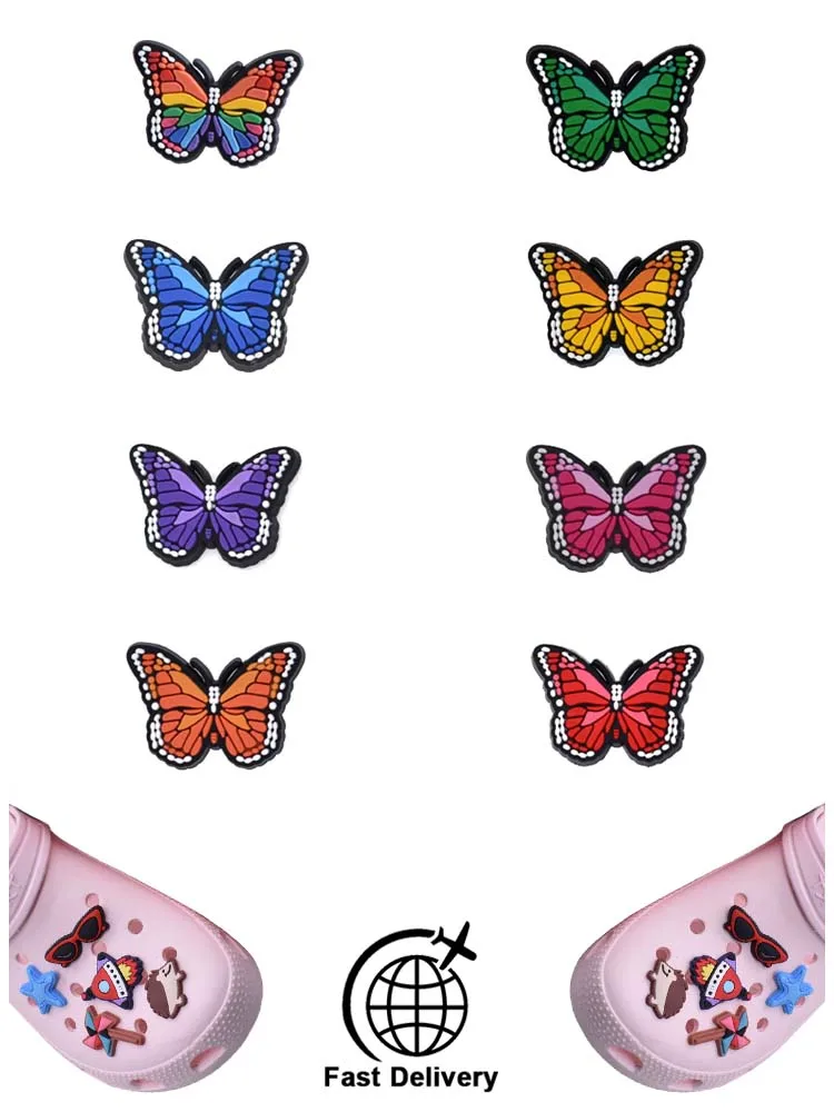 

1Pcs PVC Butterfly for Croc Charm DIY Shoes Ornaments Badge Women Clogs Buckle Kids Pins Decoration Jeans Party Favors Wholesale