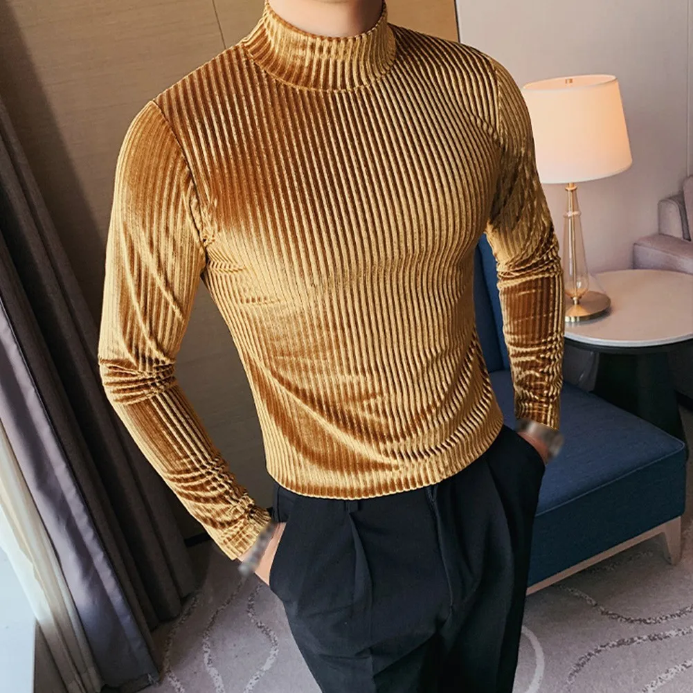 

Men Long Sleeve Pullovers Fashion Man Half Turtleneck Winter Warm Sweaters Long Sleeve Thermal Underwear Tops Shiny Knitwear