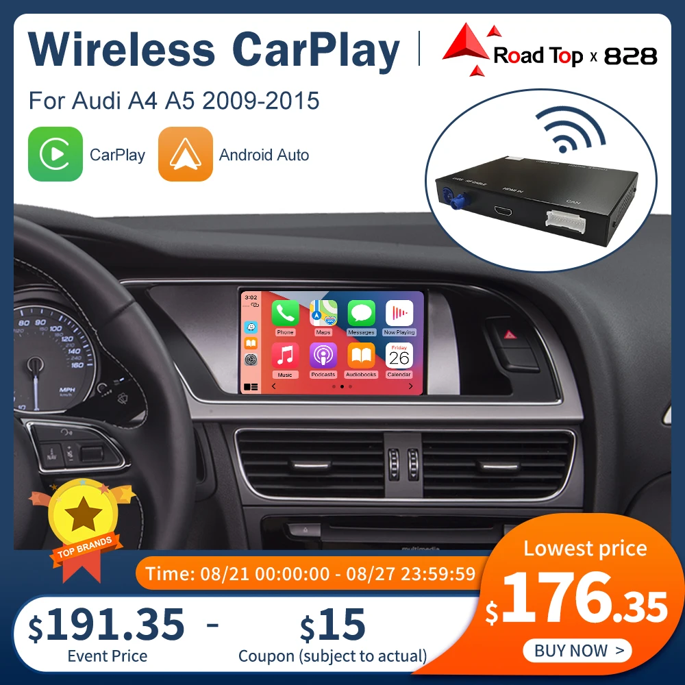 

Wireless Apple CarPlay Android Auto Interface for Audi A4 A5 Q5 2009-2015, with AirPlay Mirror Link Car Play Functions