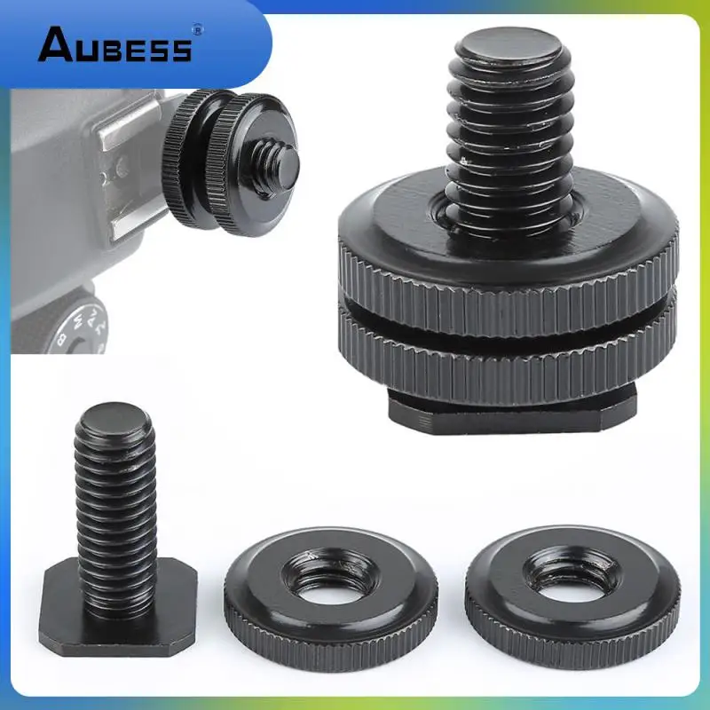

1/4" Flash Hot Shoe Mount Adapter Tripod Screw Converter Adapters With Double Nuts For DSLR Camera Rig Monitor LED Video Light