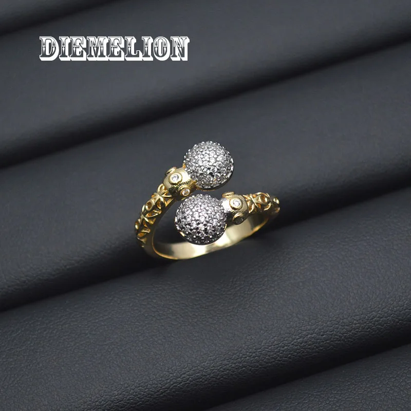 Классические открытые кольца с двойными шариками и бусинами для женщин