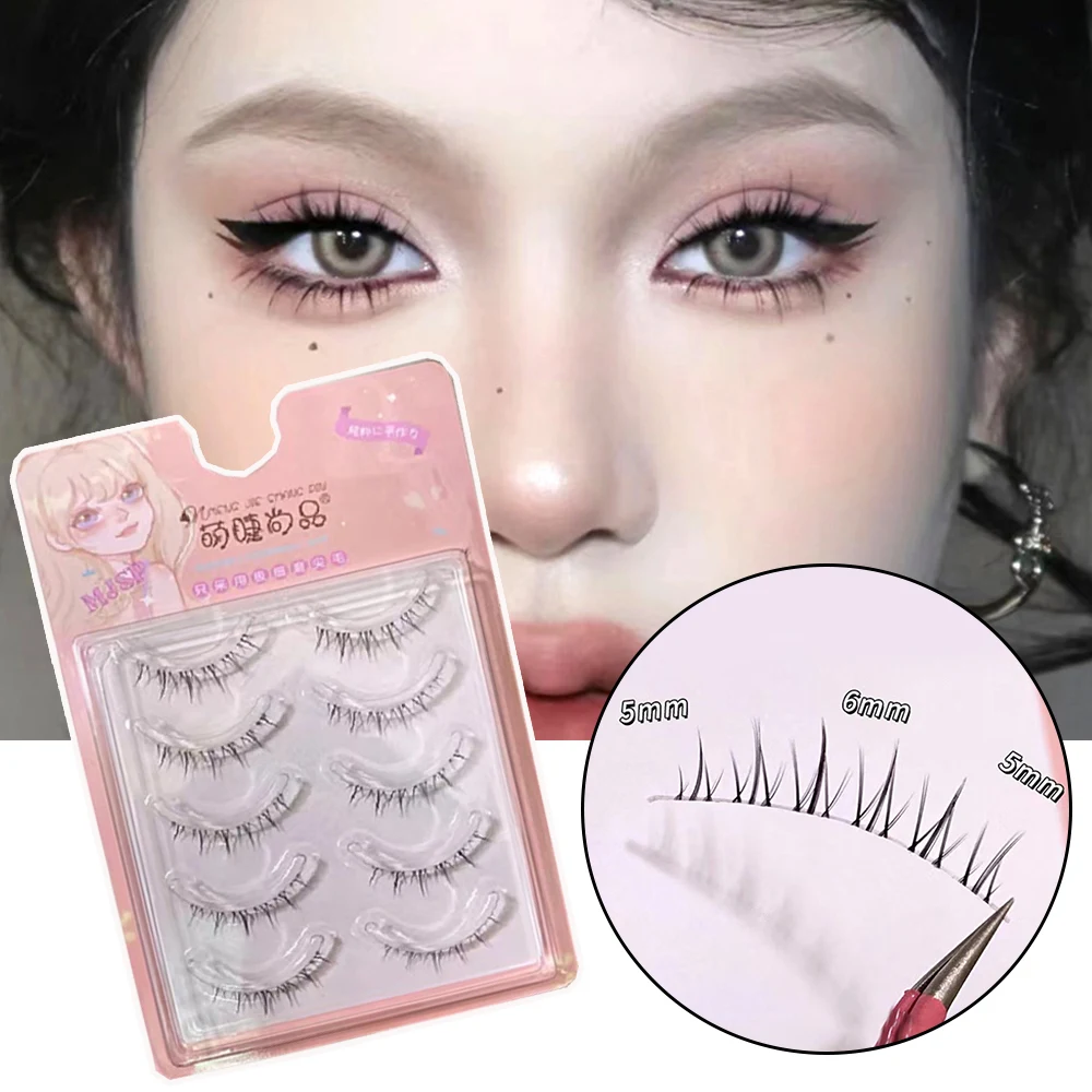 

5Pairs Little Devil Lash Extension Under Eyelash Daily Makeup Natural Comic Eye Transparent Stems Lower Eyelashes Maquiagem