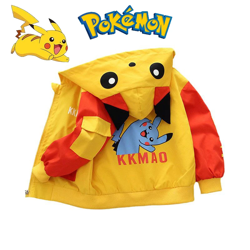 

New Pikachu Kids Clothes Boy Girl Jackets Children Hooded Zipper Windbreaker Baby Print Coat Infant Waterproof Hoodies for Girl