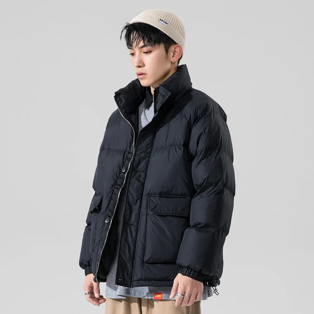 Winter personality side seam pockets padded jacket thickened loose men's trend hooded coats for men winter Men's jacket parkas