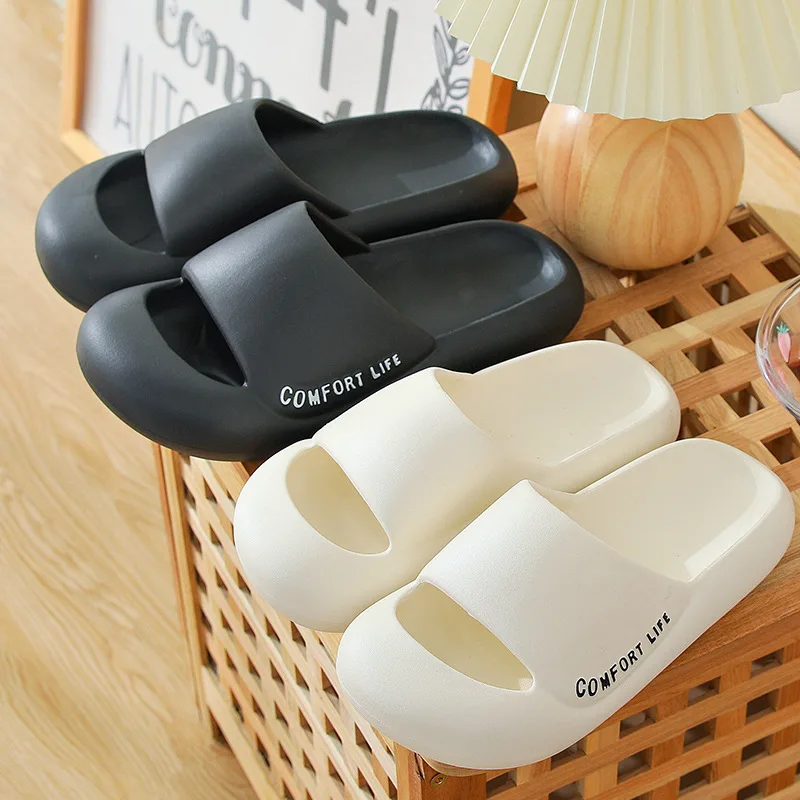 

2022 Fashion Slippers Soft 4.5cm Thick Bottom Home Bathroom Slipper Women Men Indoor Non-slip Silent Summer Sandals Beach Shoes
