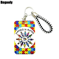 autism pattern key lanyard car keychain id cards pass gym mobile phone badge kids keys ring holder jewelry decorations