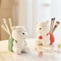 cartoon bear pen holder animal model resin statue home decoration accessories figurines childrens bedroom decor birthday gifts