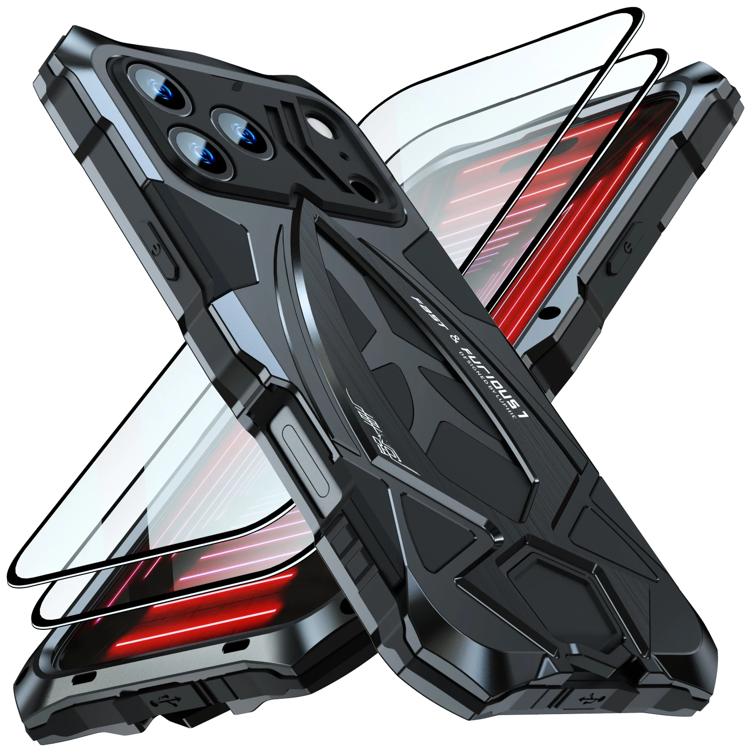 Противоударный чехол Luphie Metal Armor для iPhone 17, 16, 15, 14, 13, 11 Pro Max, XS, военный стандарт, полностью защитный, из резины (art.: 3920d80091eb6) - 3920d80091eb6