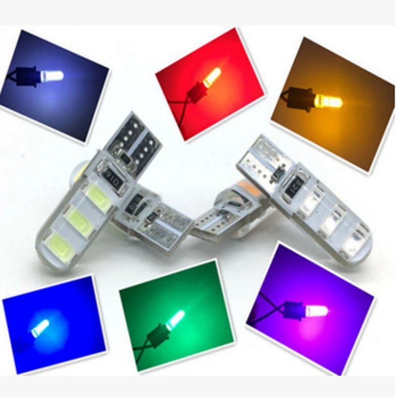 

10PCS White T10 W5W T10 5630 6SMD Silicone shell LED Lights Bulb Canbus Car LED