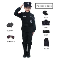congme 6pcsset policeman costume for kids army police officer cosplay police uniform for kids boys girls longshort sleeves
