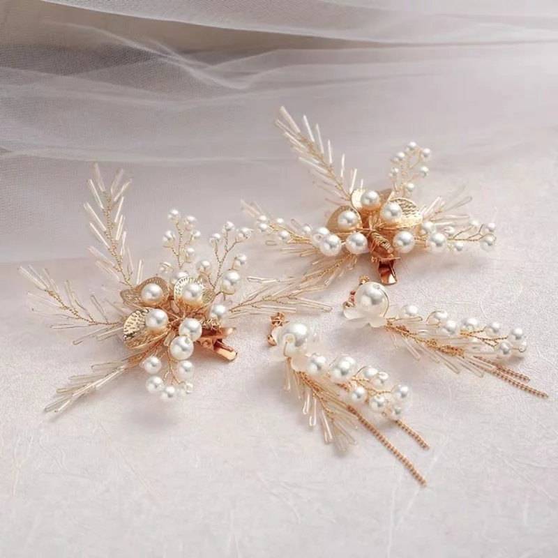 

Disney Bridal Headdress Golden Barrettes Exquisite Crystal Hair Accessories Mori Style Side Clip Dress Bridesmaid Accessories