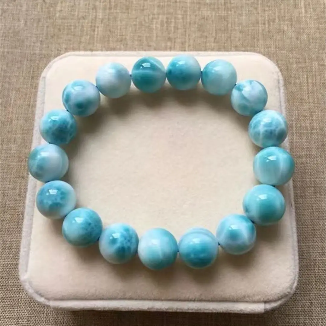 

Браслет из натурального ларимара с синими бусинами, 12 мм