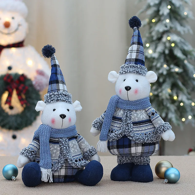 

Christmas New Plush Doll Sea Blue Bear Doll Holiday Gift Christmas Decoration Home Decor Ornaments