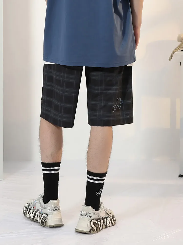 Шорты Genanx мужские с молнией модные брендовые прямые свободные штаны в клетку