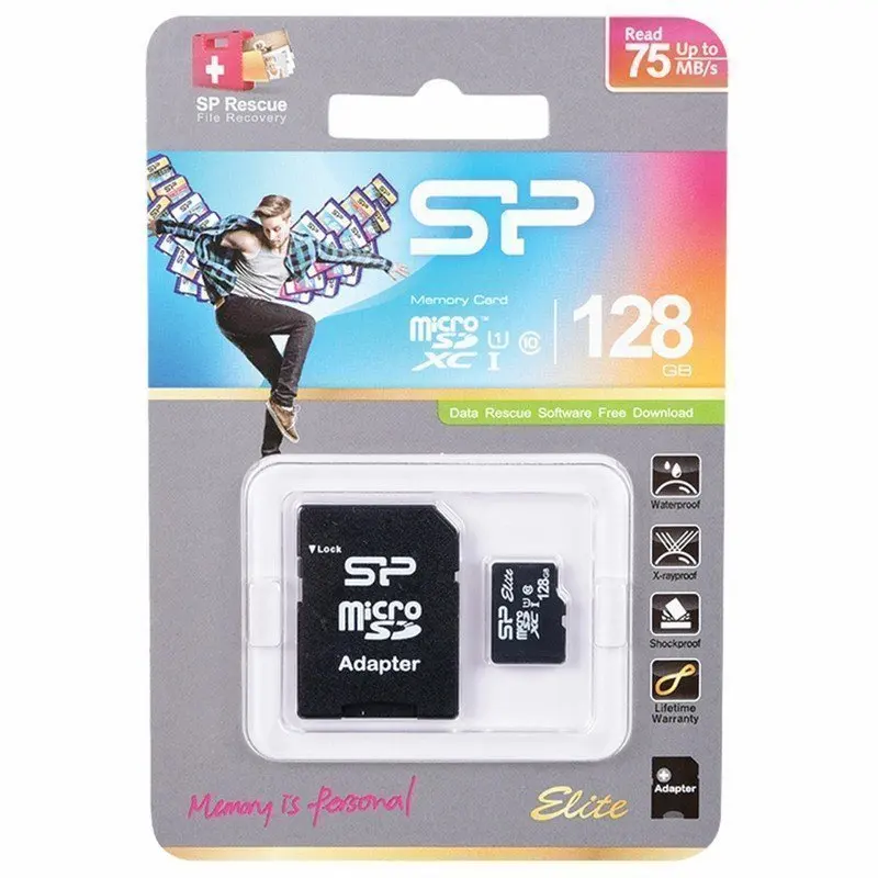 Memory card microSDXC 128 GB Silicon power elite UHS-I U3 V30 75 MB/s (cl.10) adapter sp128gbstxbu1. | Электроника