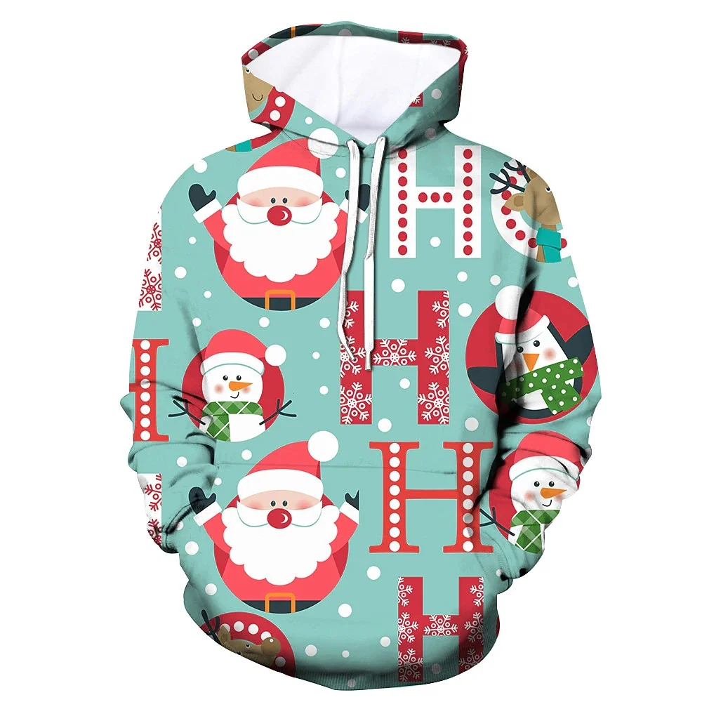 

Funny 3D Santa Claus Printed Hoodies For Men Fashion Cartoon Elk Pattern Christmas New in Sweatshirts Autumn Oversized Clothing