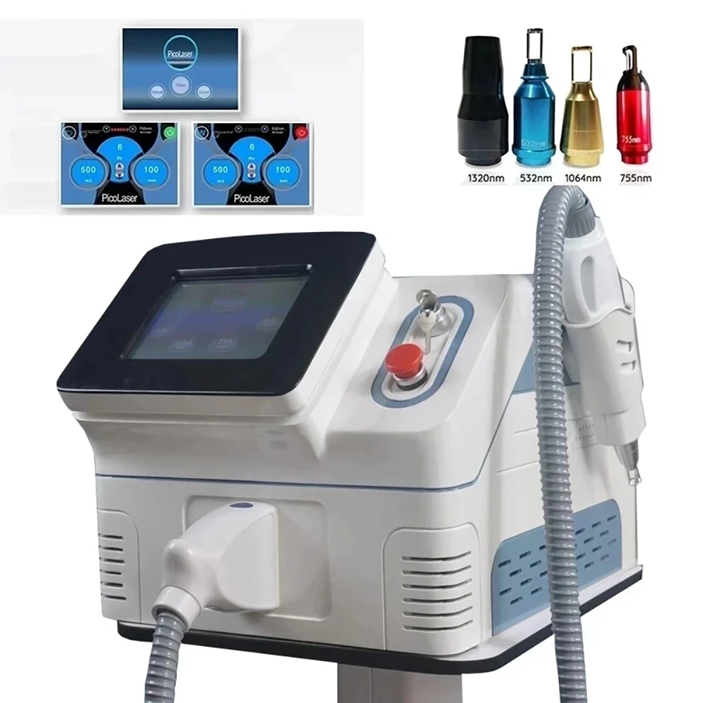 

Picosecond Q Switched Nd Yag Laser Portable 1064nm 532nm 1320nm Pico Carbon Laser Peeling Tattoo Removal Machine