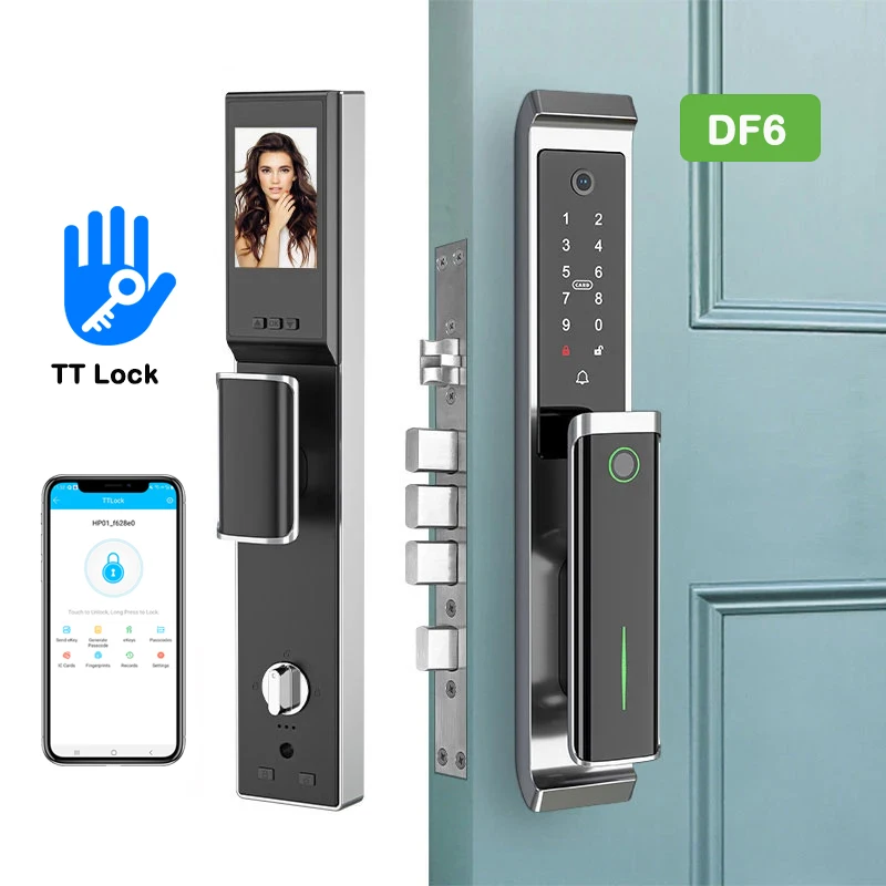 

DF6 Camera Fingerprint Smart Lock TT lock Bluetooth Remote unlock Electronic Intelligent Biometric Code Digital Door Lock