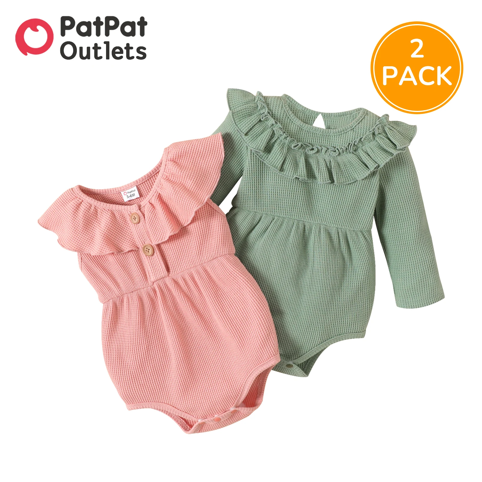 

PatPat 2-Pack New Born Baby Items Baby Girl Clothes 100% Cotton Newborn Overalls Infant Romper Bodysuit Waffle Jumpsuits Set