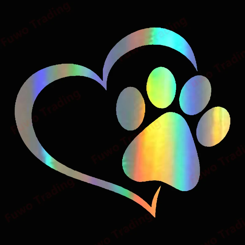 

Fuwo Trading Car Sticker Vinyl Love The Dog Paw Print Funny Sticker Decal Reflective Laser Motorcycle Car Styling 3D Stickers