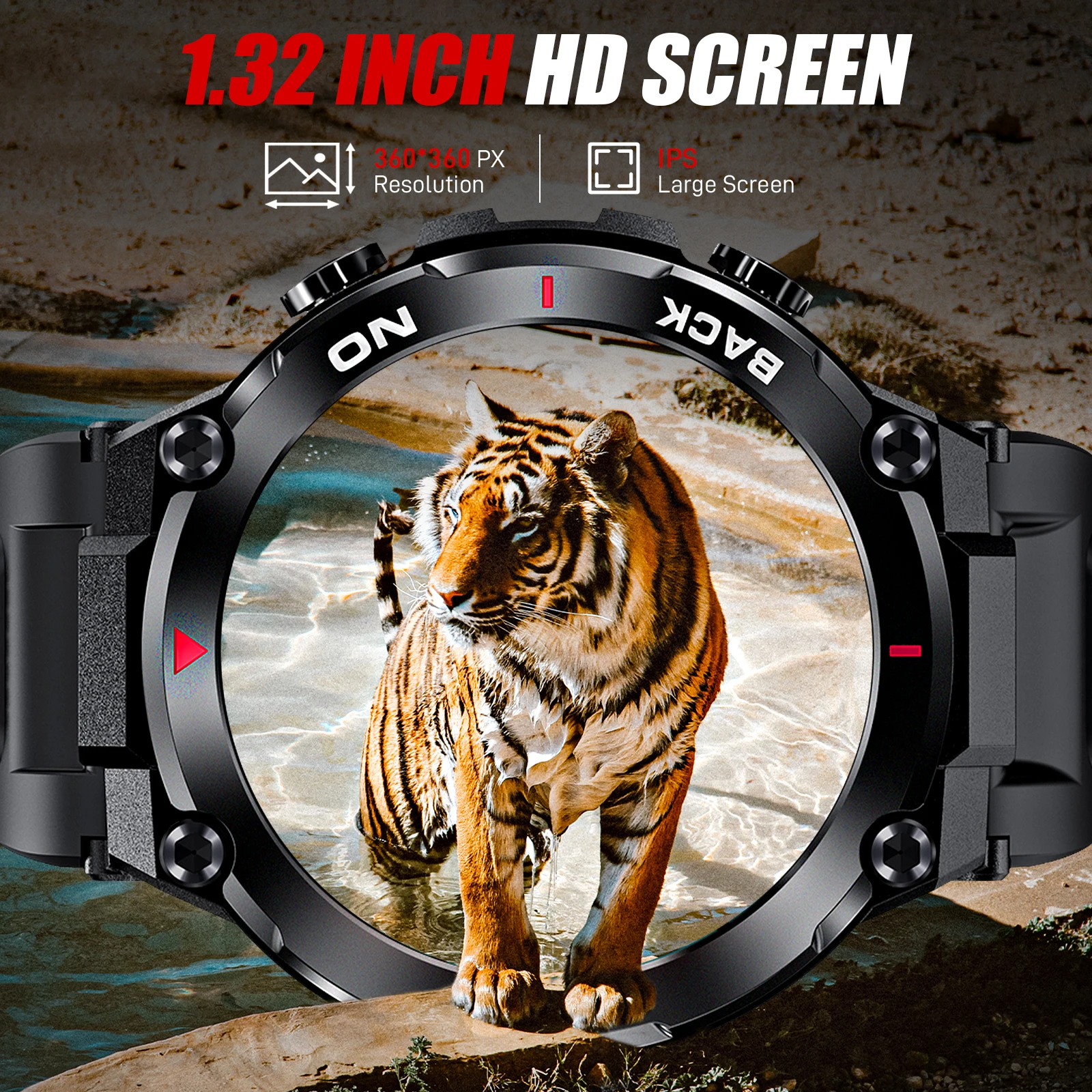 Военные умные часы EIGIIS для мужчин GPS IP68 водонепроницаемые 1 32 дюйма HD