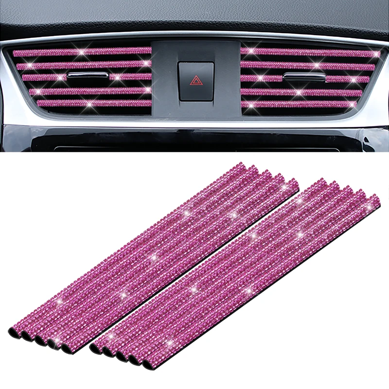 

10PCS Car Diamond-encrusted Air Outlet Decorative Strip with Drill Car Air Conditioning Port U-shaped Rhinestone Clip Strip