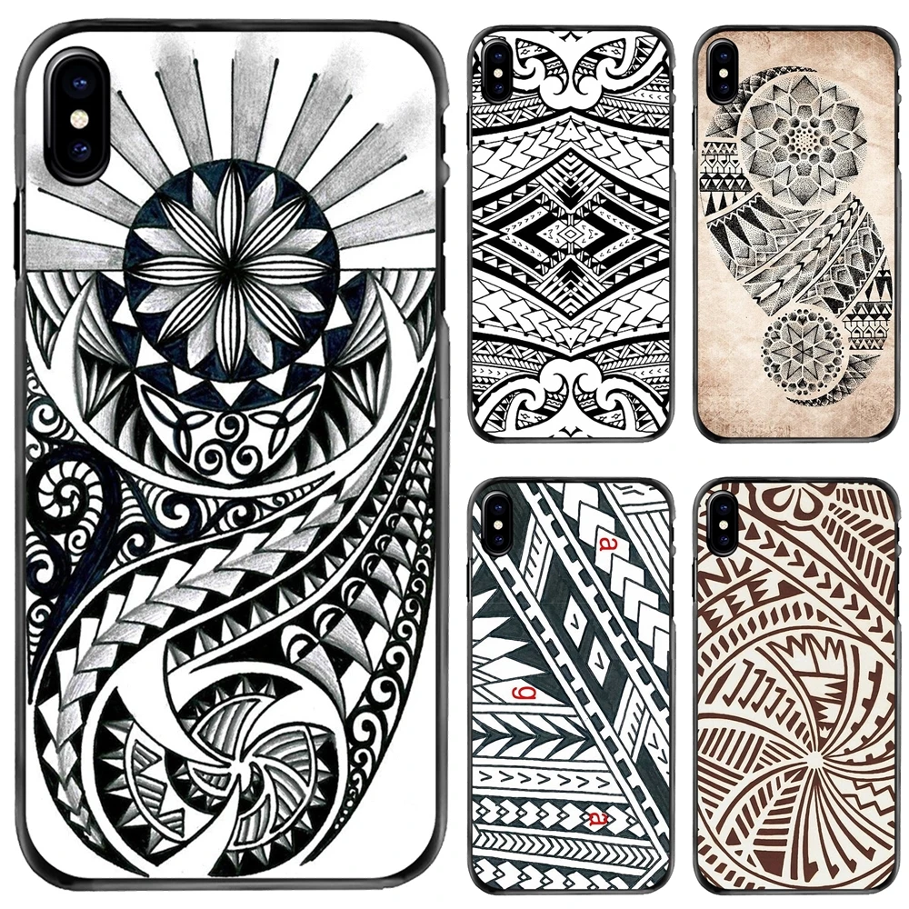 

Polynesian Tattoo Samoan Print For Apple iPhone 11 12 13 14 Pro MAX Mini 5 5S SE 6 6S 7 8 Plus 10 X XR XS Hard Phone Shell Case