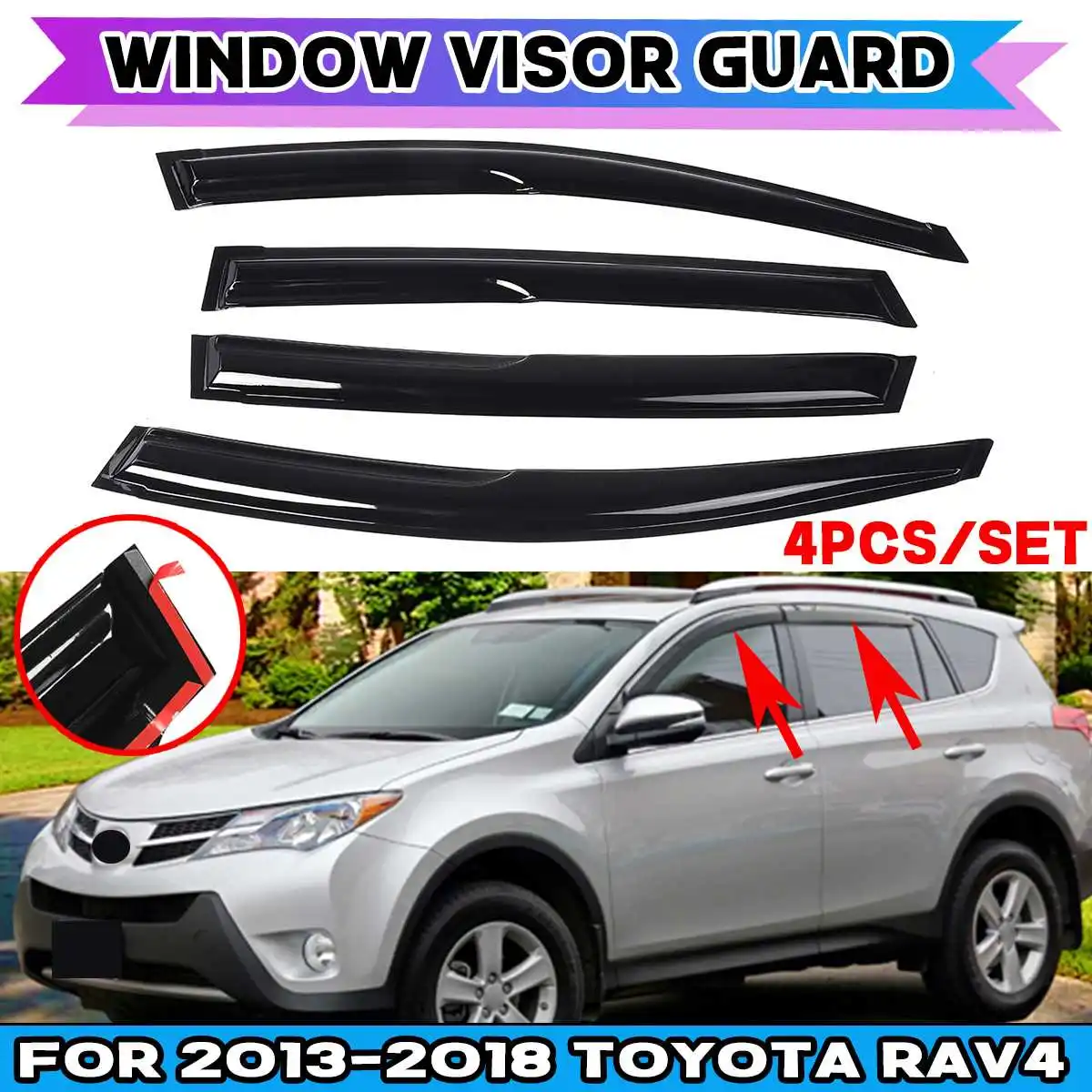 

4Pcs Car Side Window Visor Guard Vent Rain Guard Door Visor Cover Window Weatherproof Deflector For Toyota For RAV4 2006-2020