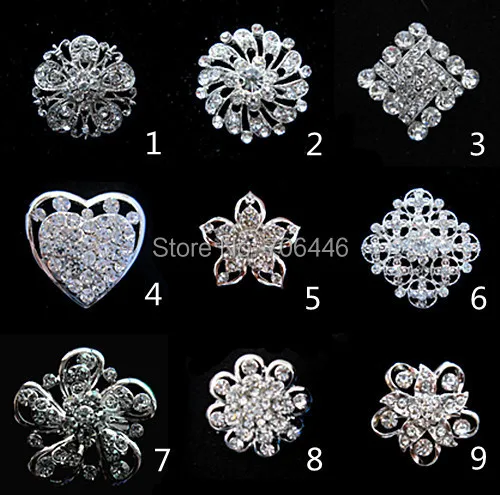

Sparkly Silver Rhinestone Crystal Diamante Wedding Bouquet Small Flower Brooch Prom Party Gift Pins 1.25 Inch