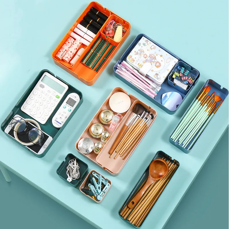 

Stackable Plastic Storage Box Office Home Desktop Cosmetic Closet Bin Case Tableware Sundries Makeup Holder Jewelry Organizer