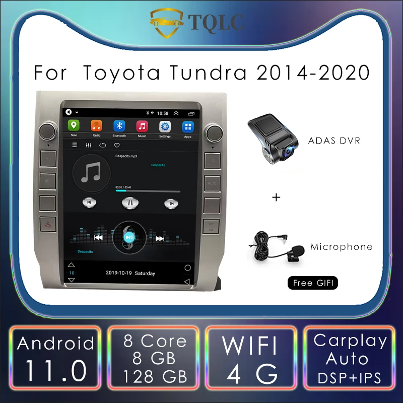 Автомагнитола 12 1 дюйма Android экран в стиле Tesla для Toyota Tundra 2015-2020 Автомобильная
